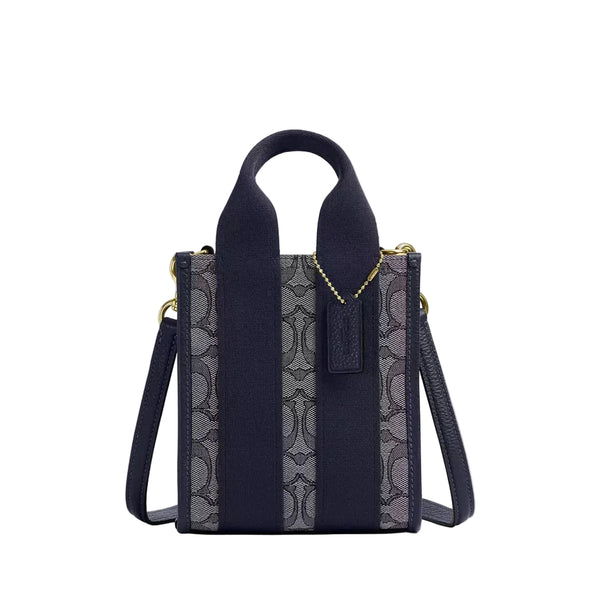 Coach Smith Mini Tote Bag In Signature Jacquard 'Signature Jacquard Gold Navy Midnight Navy'