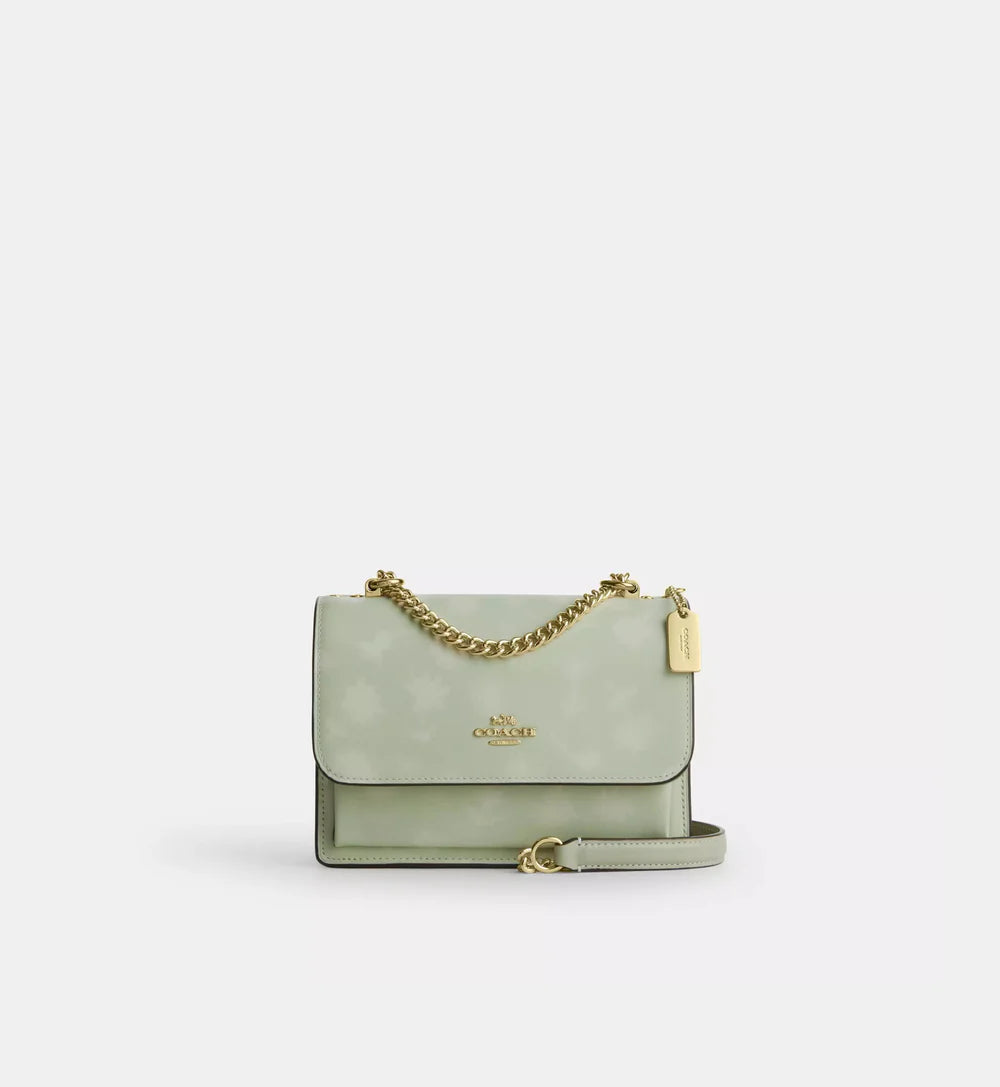 Coach Mini Klare Crossbody Bag With Floral Print 'Pebbled Leather Gold Pale Green'