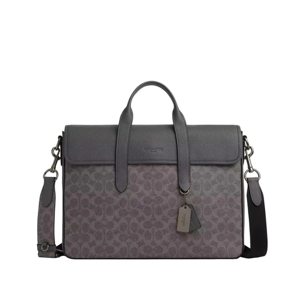 Coach Sullivan Portfolio Brief In Signature Canvas 'Signature Canvas Gunmetal Grey Charcoal'