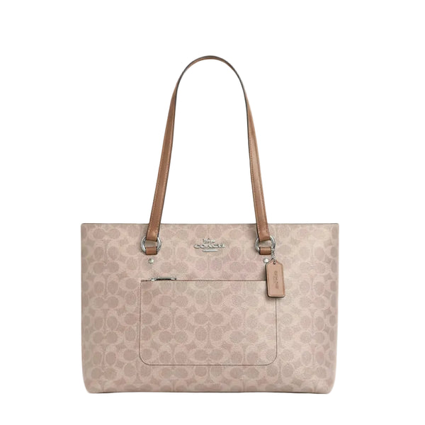 Coach Station Tote Bag In Signature Canvas 'Signature Canvas Silver Sand Taupe'