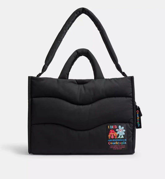 Coach Coachtopia Loop Tote With Wavy Quilting 'Recycled Polyester Black 2'