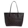 Coach Large City Tote Bag In Maxi Signature Canvas 'Signature Canvas Gold Walnut Black'