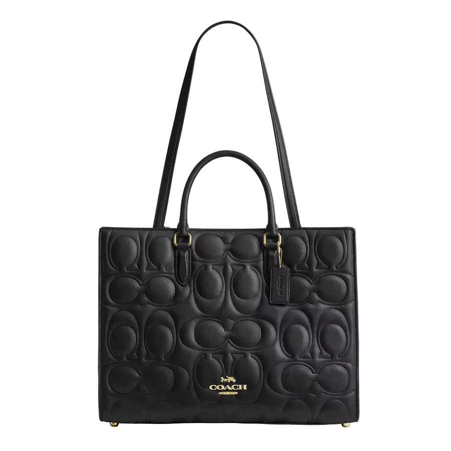 Coach Maggie Tote Bag In Signature Leather 'Smooth Leather Gold Black'