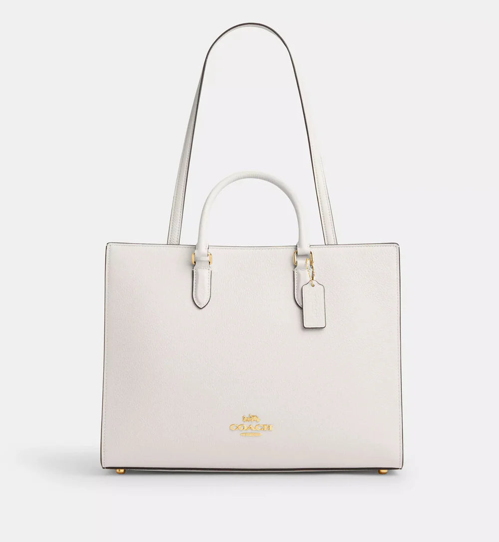 Coach Maggie Tote Bag 'Pebbled Leather Gold Chalk'