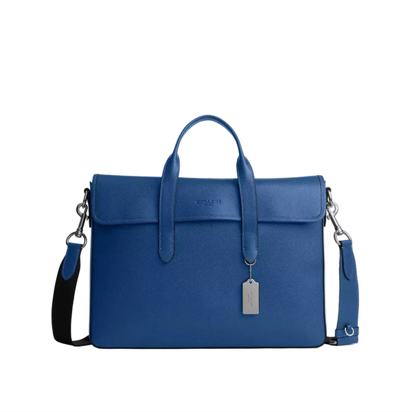 Coach Sullivan Portfolio Brief 'Crossgrain Leather Silver True Blue'