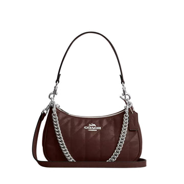 Coach Teri Shoulder Bag With Quilting 'Crinkle Leather Silver Maple'