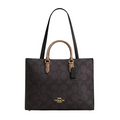 Coach Maggie Tote Bag In Blocked Signature Canvas 'Signature Canvas Gold Walnut Tan'