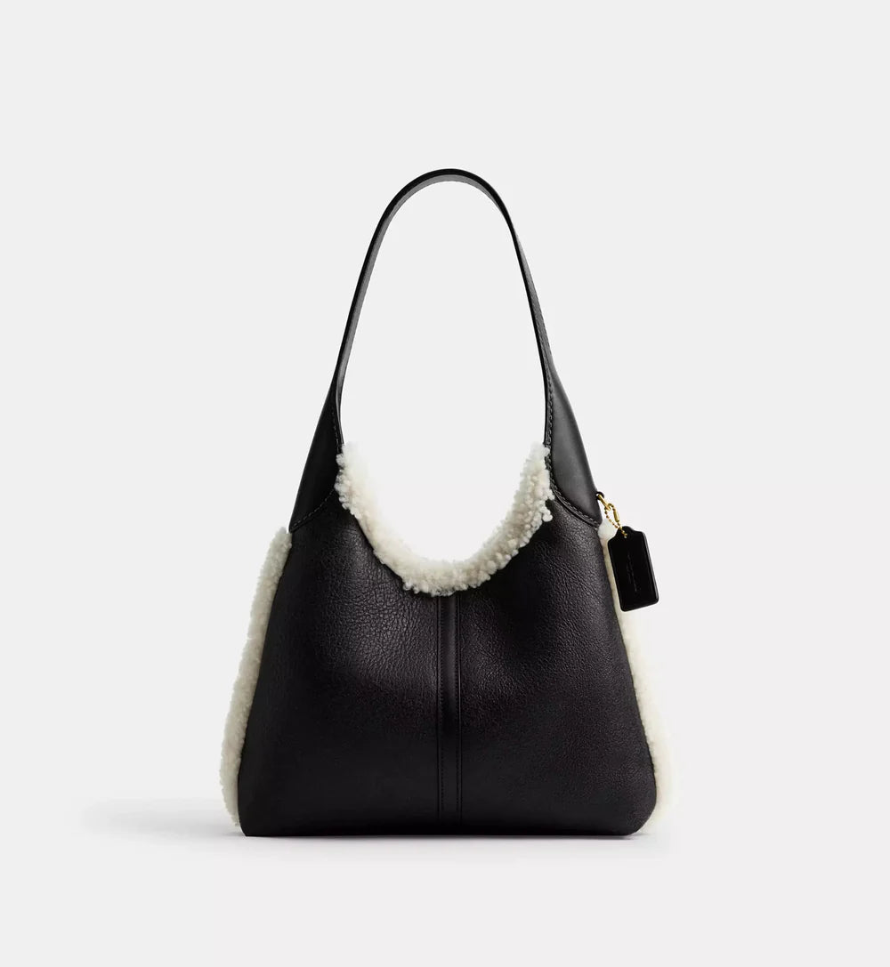 Coach Brooklyn Shoulder Bag 28 In Shearling ' Shearling Brass Black Natural'