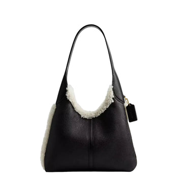 Coach Brooklyn Shoulder Bag 28 In Shearling ' Shearling Brass Black Natural'