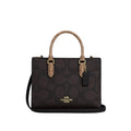 Coach Maggie Small Tote Bag In Blocked Signature Canvas 'Signature Canvas Gold Walnut Tan'