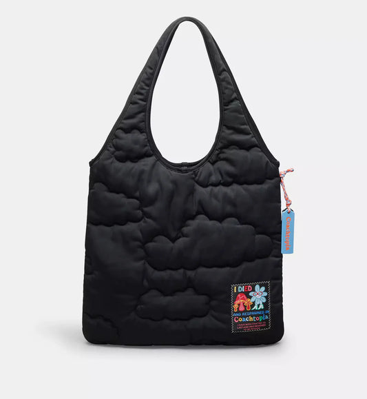 Coach Coachtopia Loop Flat Tote With Cloud Quilting 'Black'