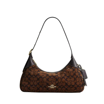 Coach Ella Small Shoulder Bag In Signature Chenille 'Gold Truffle'