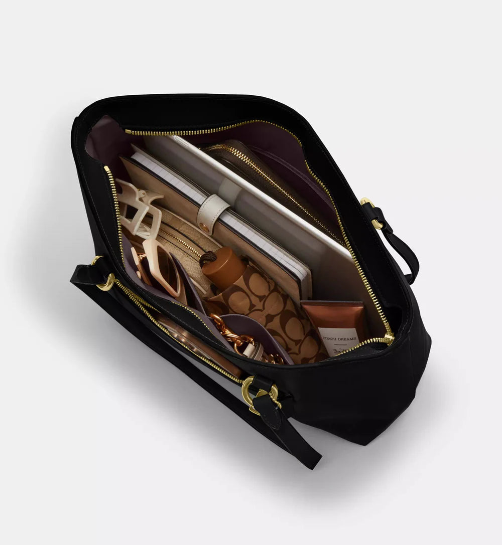 Coach Station Tote Bag 'Crinkle Leather Gold Black'