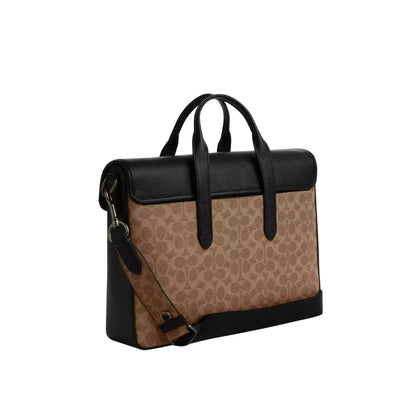 Sullivan Portfolio Brief In Signature Canvas 'Signature Canvas Gunmetal Tan Black'