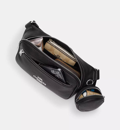 Coach Elias Belt Bag 'Pebbled Leather Silver Black'