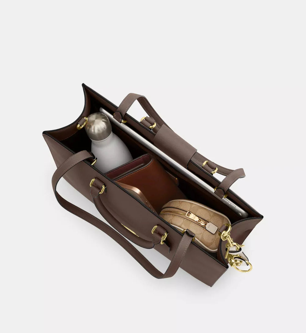 Coach Maggie Tote Bag 'Pebbled Leather Gold Dark Stone'