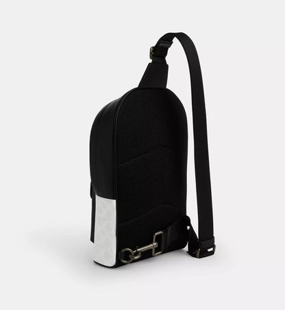 Coach West Pack In Signature Canvas 'Signature Canvas Gunmetal Chalk Black'