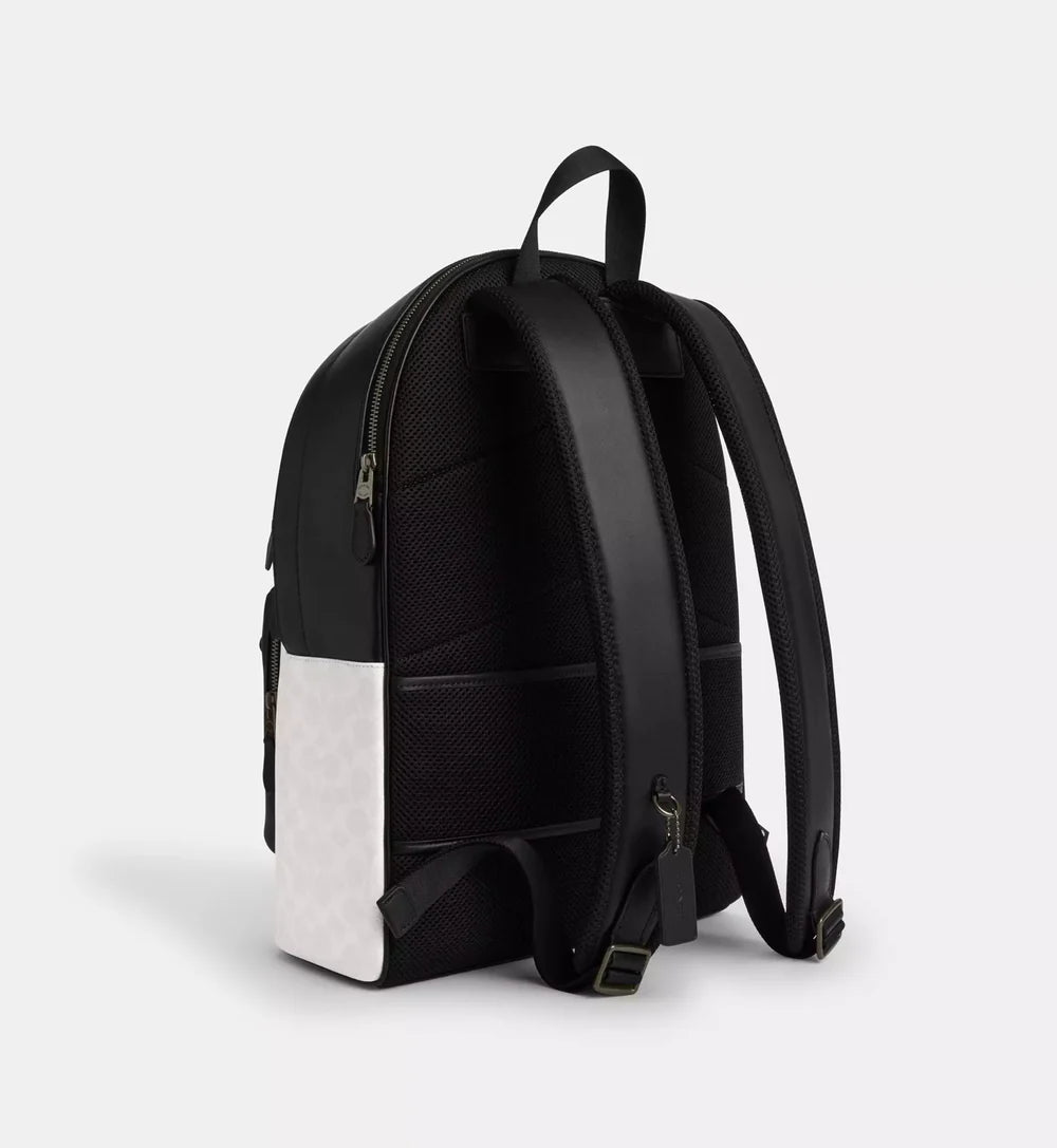 Coach West Backpack In Signature Canvas 'Signature Canvas Gunmetal Chalk Black'