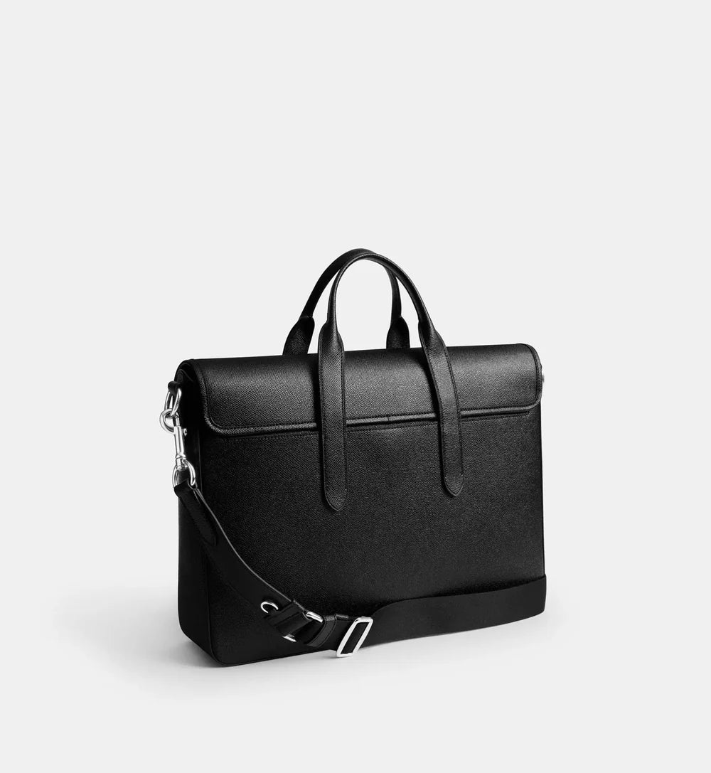 Coach Sullivan Portfolio Brief 'Crossgrain Leather Silver Black'