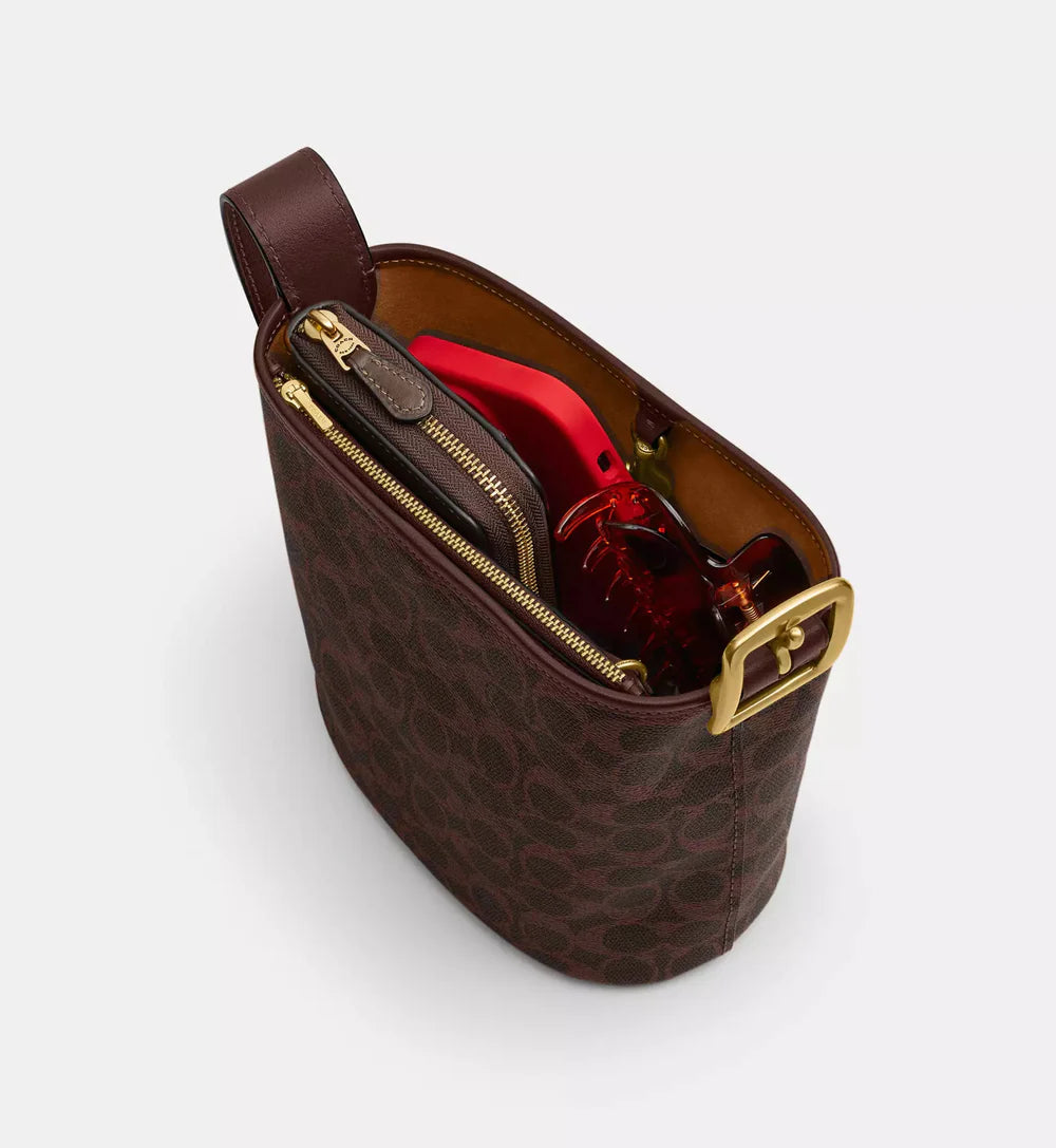 Coach Bleecker Bucket Bag 21 In Signature Canvas 'Signature Canvas Brass Maple'