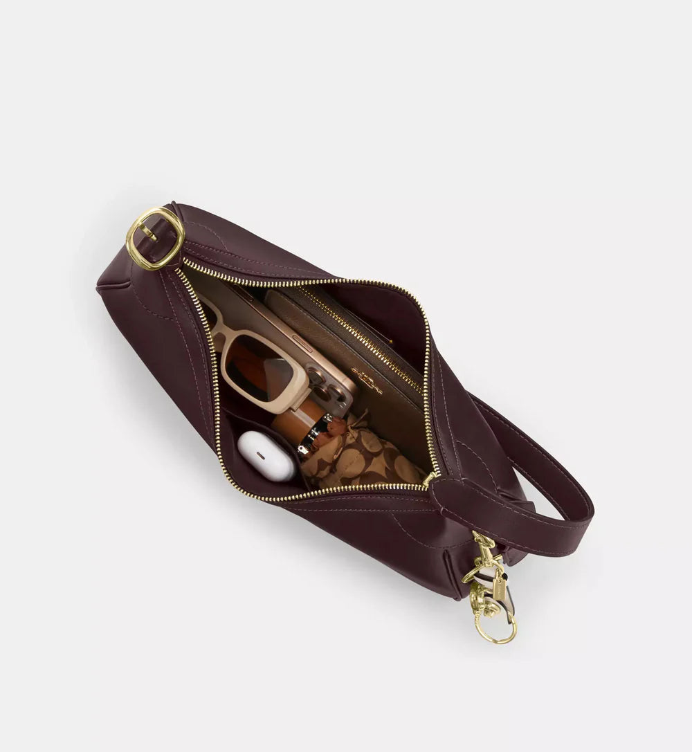 Coach Ella Small Shoulder Bag In Signature Chenille 'Gold Truffle'