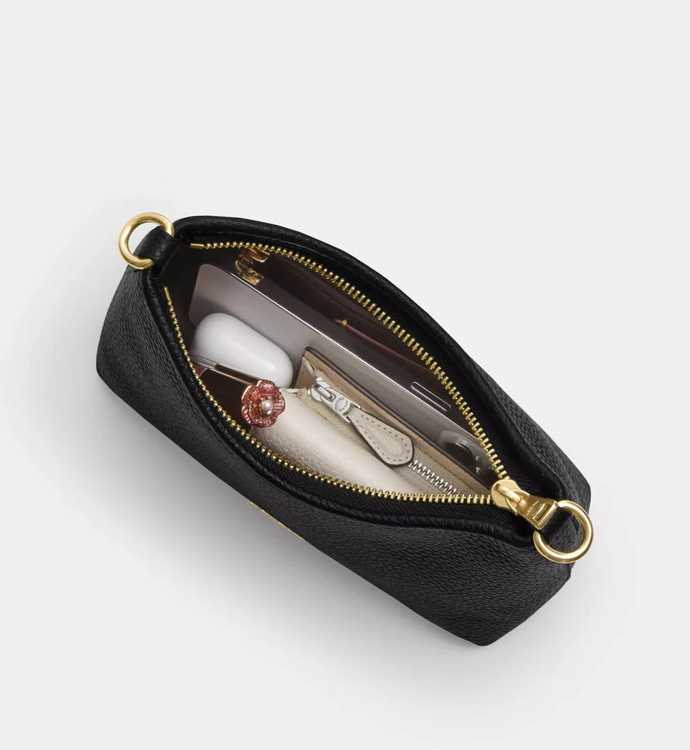 Coach Laurel Small Shoulder Bag 'Pebbled Leather Gold Black'