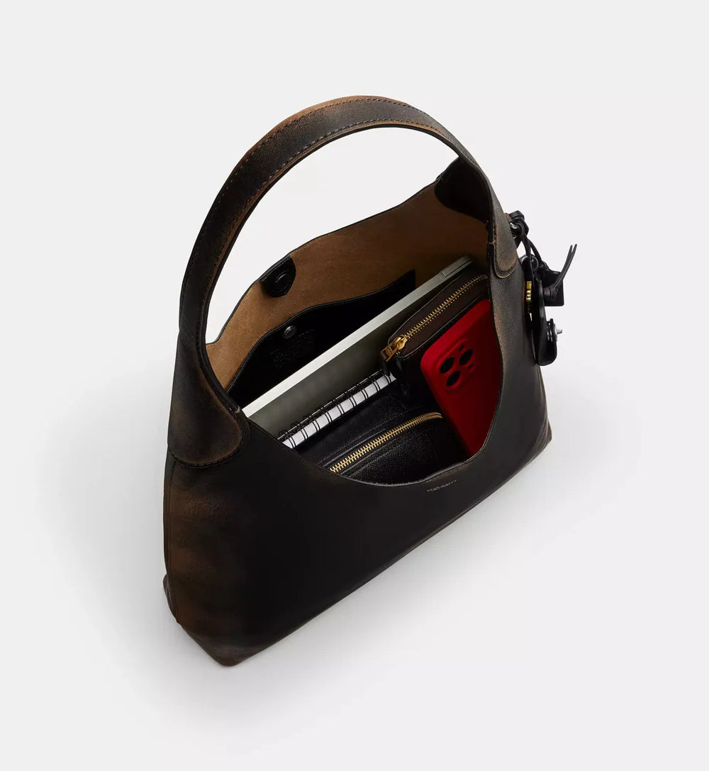 Coach Brooklyn Shoulder Bag 39 In Loved Leather 'Loved Leather Silver Black Brown'