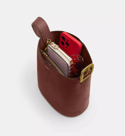 Coach Bleecker Bucket Bag 21 'Suede Brass Warm Brown'