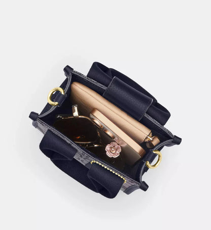 Coach Smith Mini Tote Bag In Signature Jacquard 'Signature Jacquard Gold Navy Midnight Navy'