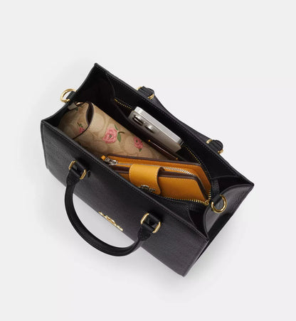 Coach Maggie Small Tote Bag 'Pebbled Leather Gold Black'