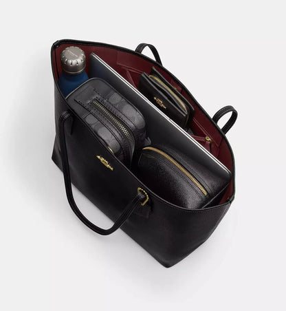 Coach City Tote Bag 'Pebbled Leather Gold Black'