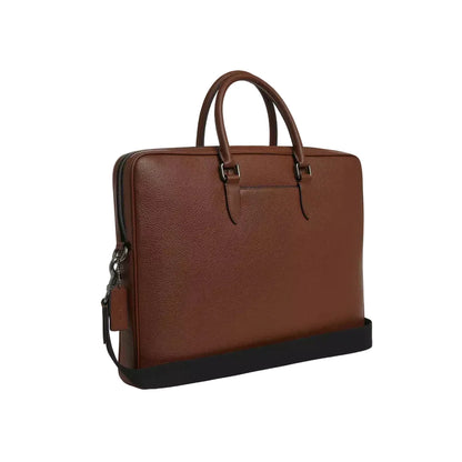Coach Ethan Large Brief 'Pebbled Leather Gunmetal Saddle'