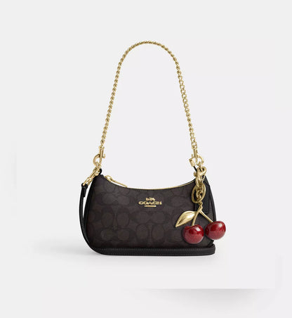 Coach Teri Mini Crossbody Bag In Signature Canvas 'Signature Canvas Gold Walnut Black'