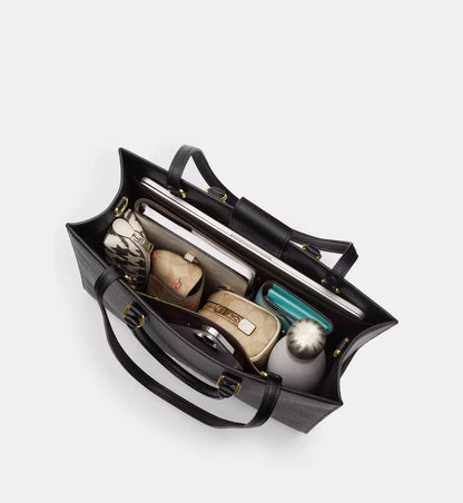 Coach Maggie Tote Bag 'Pebbled Leather Gold Black'