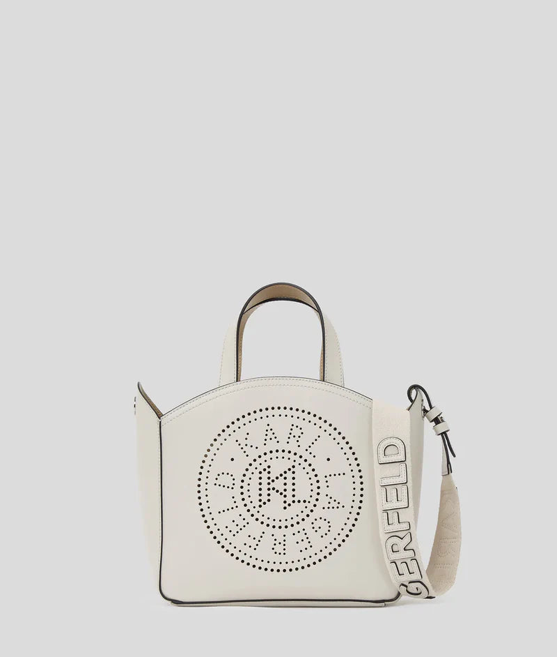 KarlLagerfeld Kcircle Perforated Small Tote Bag Cement