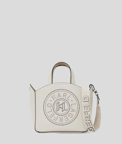 KarlLagerfeld Kcircle Perforated Small Tote Bag Cement