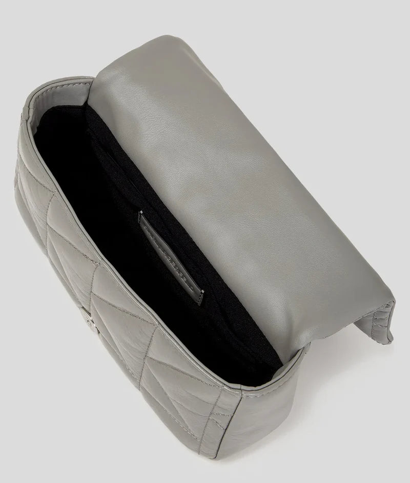 KarlLagerfeld Kkuilt Shiny Small Crossbody Bag Cloud Grey