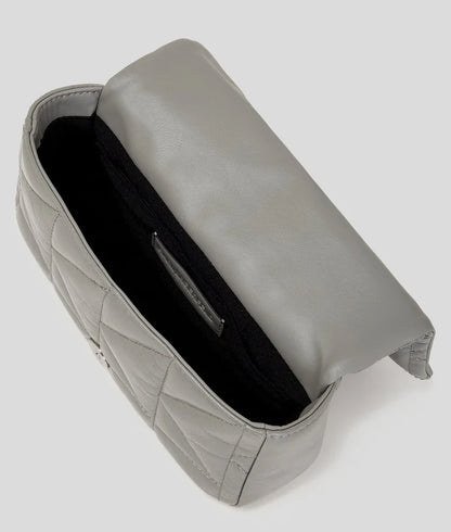 KarlLagerfeld Kkuilt Shiny Small Crossbody Bag Cloud Grey
