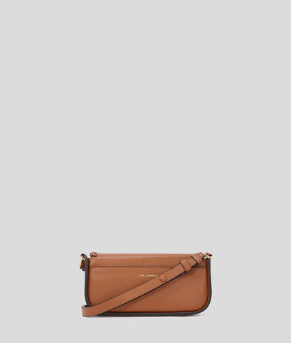 KarlLagerfeld Ksignature Whipstitch Crossbody Bag Dark Tan
