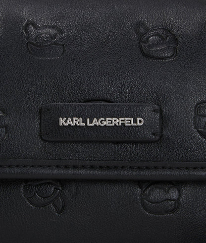 KarlLagerfeld Ikon Monogram Small Shoulder Bag All Over Print Tonal Black