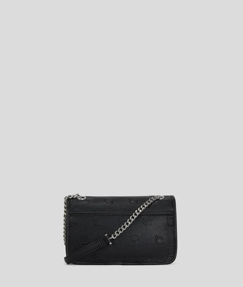 KarlLagerfeld Ikon Monogram Small Shoulder Bag All Over Print Tonal Black
