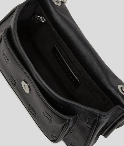KarlLagerfeld Ikon Monogram Small Shoulder Bag All Over Print Tonal Black