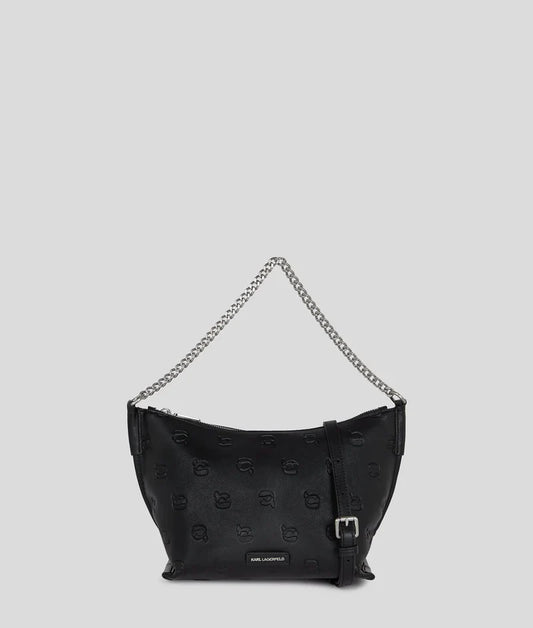 KarlLagerfeld Ikon Monogram Shoulder Bag All Over Print Tonal Black