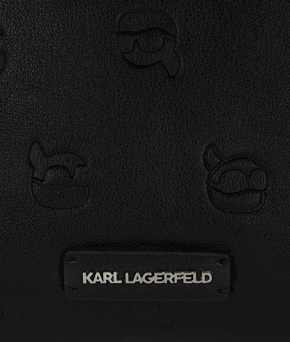 KarlLagerfeld Ikon Monogram Shoulder Bag All Over Print Tonal Black