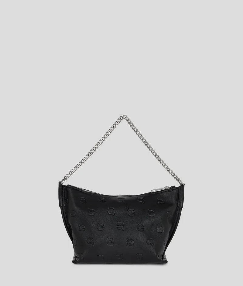 KarlLagerfeld Ikon Monogram Shoulder Bag All Over Print Tonal Black