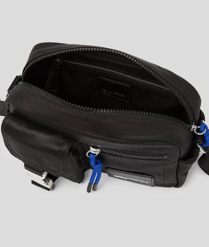KarlLagerfeld Utility Coated Denim Camera Bag Coated Black Denim