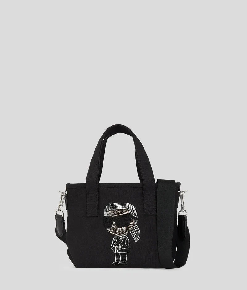 KarlLagerfeld Ikon Small Rhinestone Shopper Black