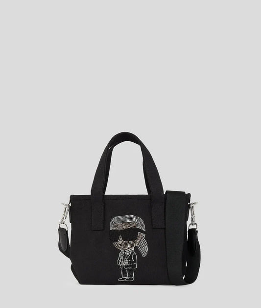 KarlLagerfeld Ikon Small Rhinestone Shopper Black