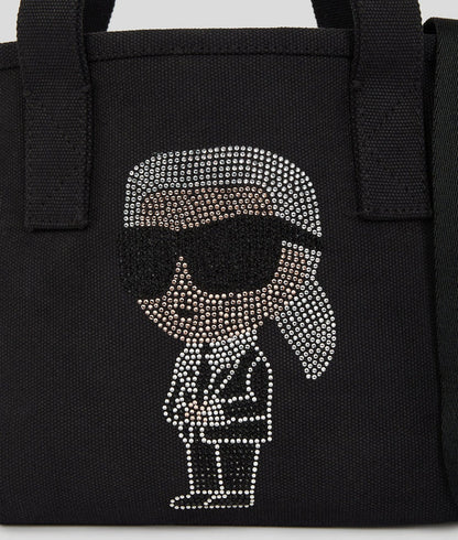 KarlLagerfeld Ikon Small Rhinestone Shopper Black