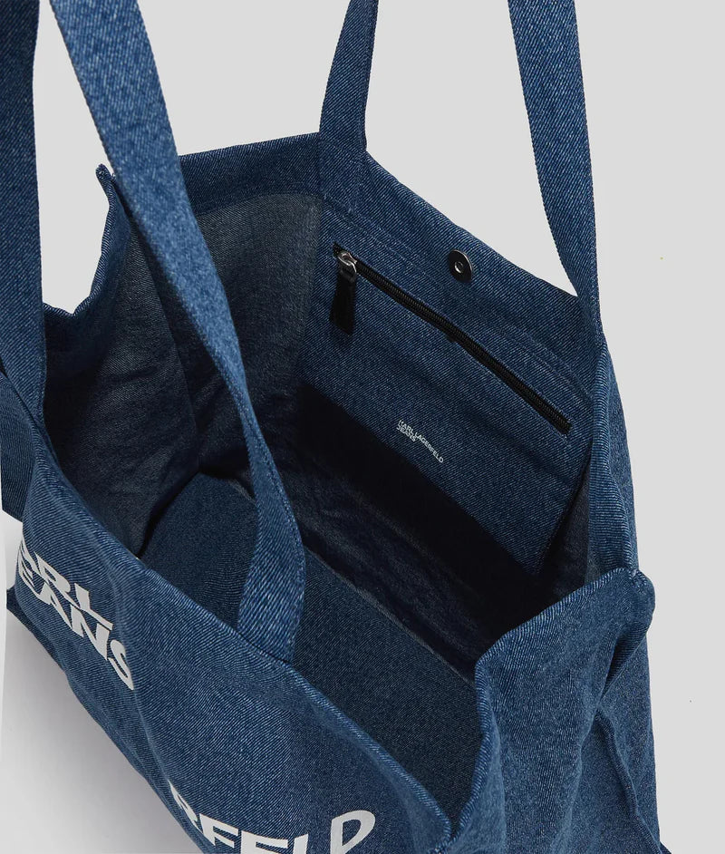 KarlLagerfeld Logo Denim Shopper Washed Mid Blue